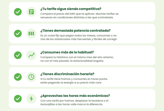 5 aspectos que revisar si quieres reducir tu factura