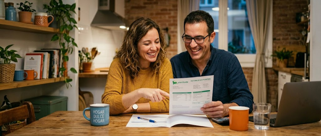 Pareja revisando la factura del gas con la nueva rebaja del IVA