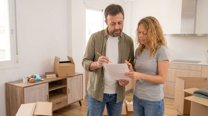 Pareja haciendo un checklist antes de solicitar el alta de luz y gas